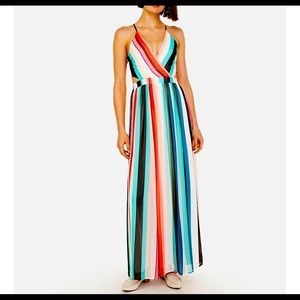 NWT Express Multi-color Lace-up Back Maxi Dress